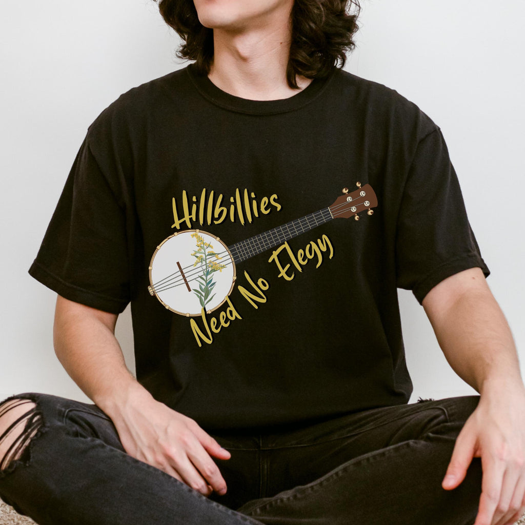 Hillbillies Need No Elegy graphic shirt featuring Appalachian Banjo Graphic Tee in Black