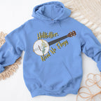Hillbillies Need No Elegy graphic hoodie featuring Appalachian Banjo Sweatshirt in Maroon