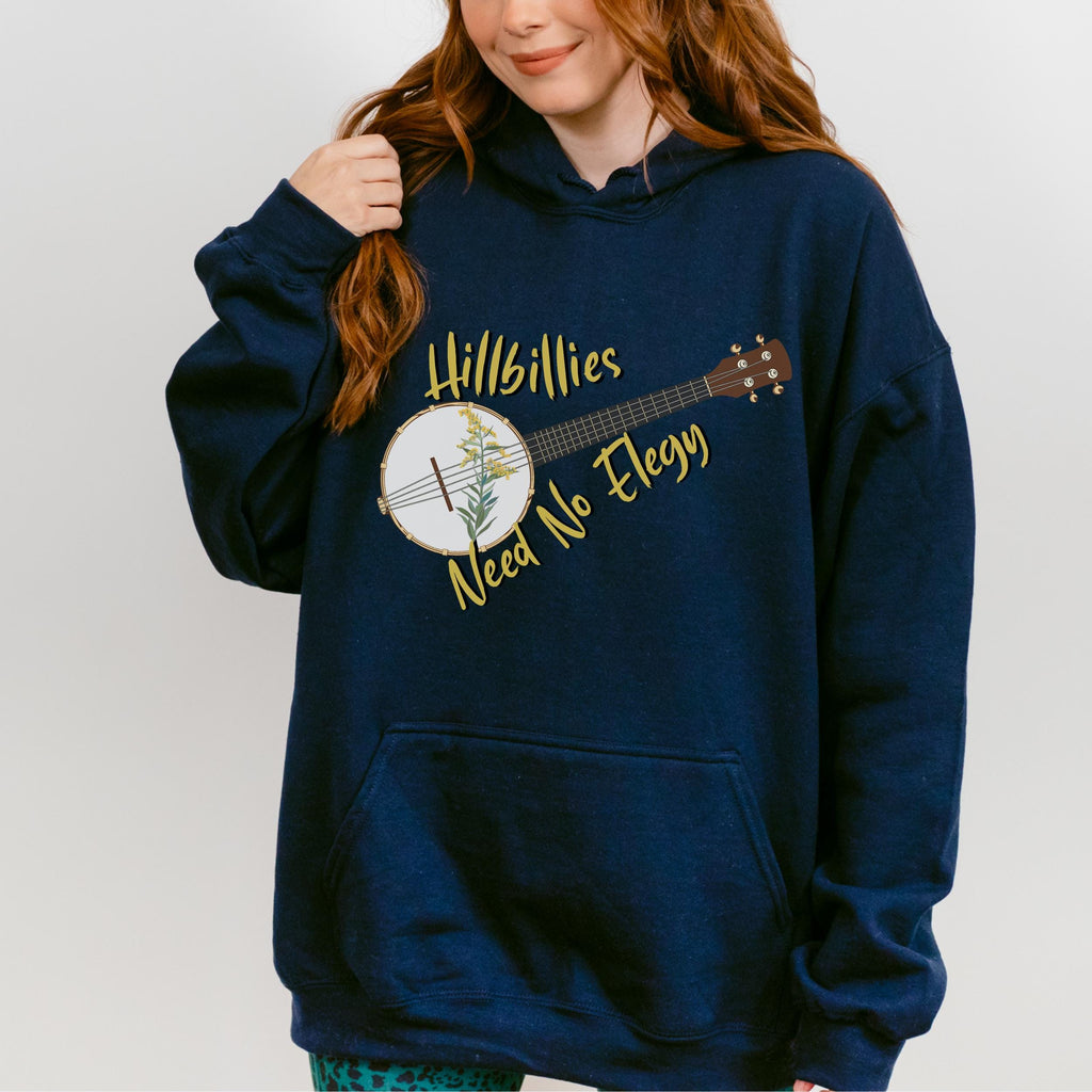 Hillbillies Need No Elegy graphic hoodie featuring Appalachian Banjo Sweatshirt