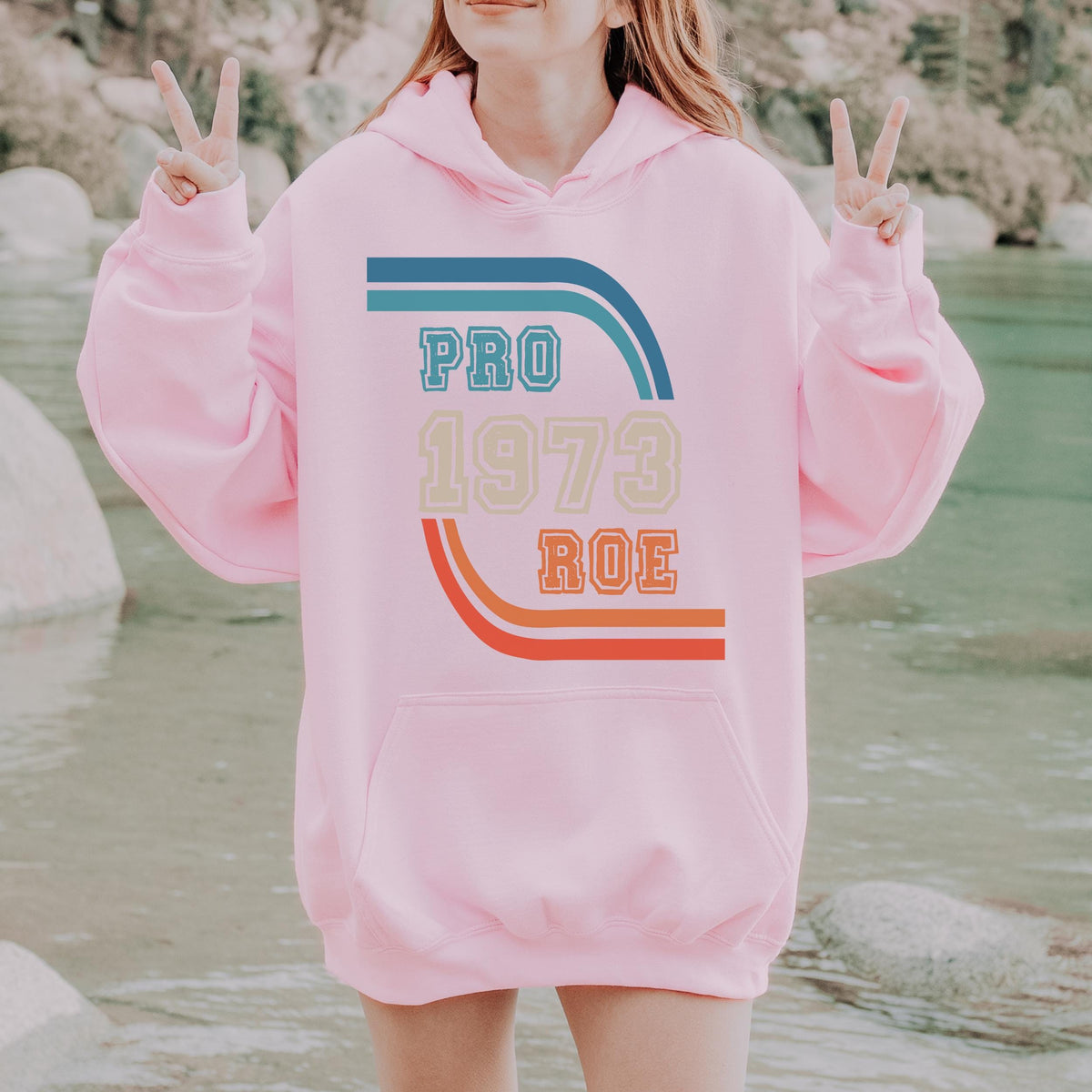Pro Roe 1973 graphic hoodie featuring Retro Reproductive Rights Sweatshirt