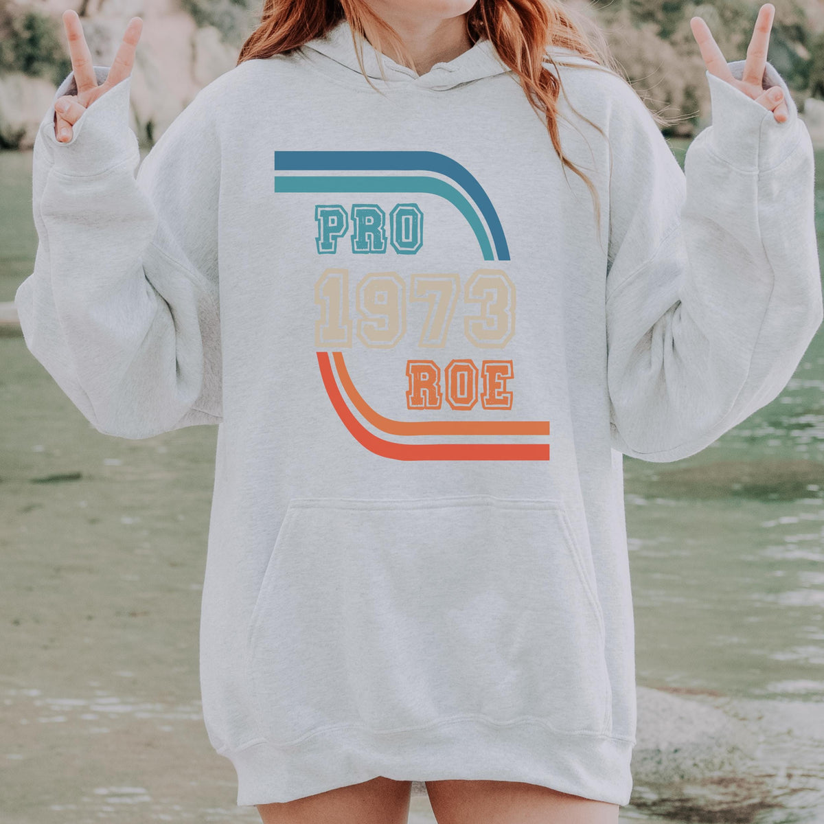 Pro Roe 1973 graphic hoodie featuring Retro Reproductive Rights Sweatshirt