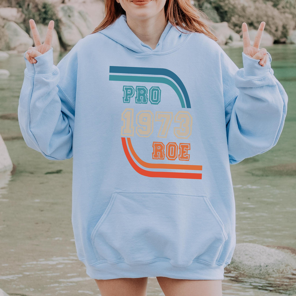 Pro Roe 1973 graphic hoodie featuring Retro Reproductive Rights Sweatshirt