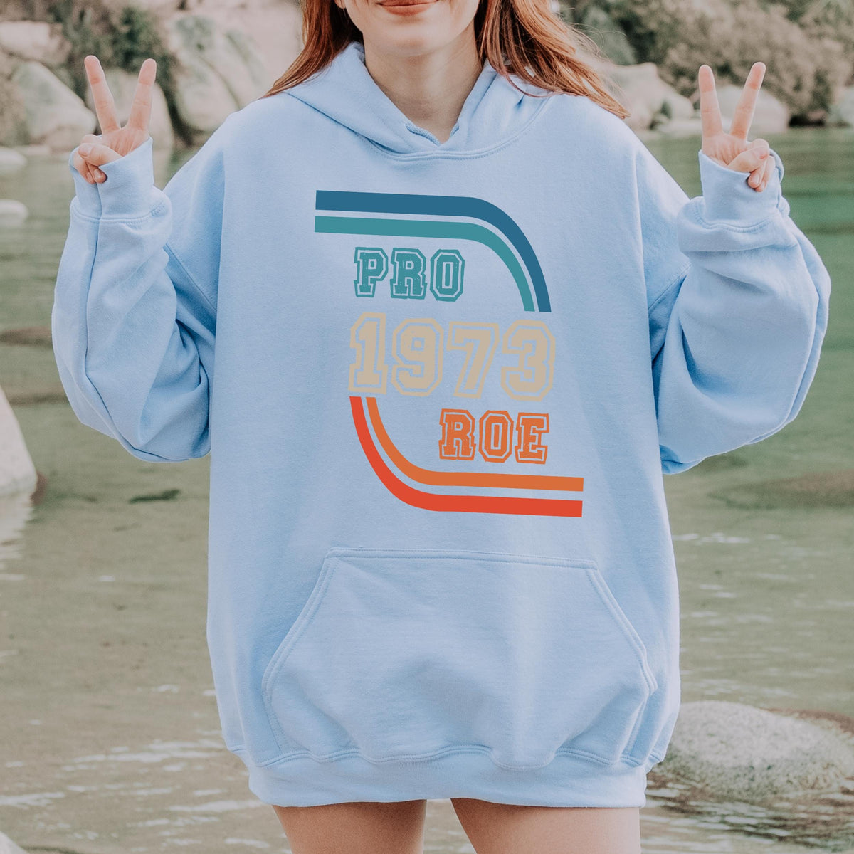 Pro Roe 1973 graphic hoodie featuring Retro Reproductive Rights Sweatshirt