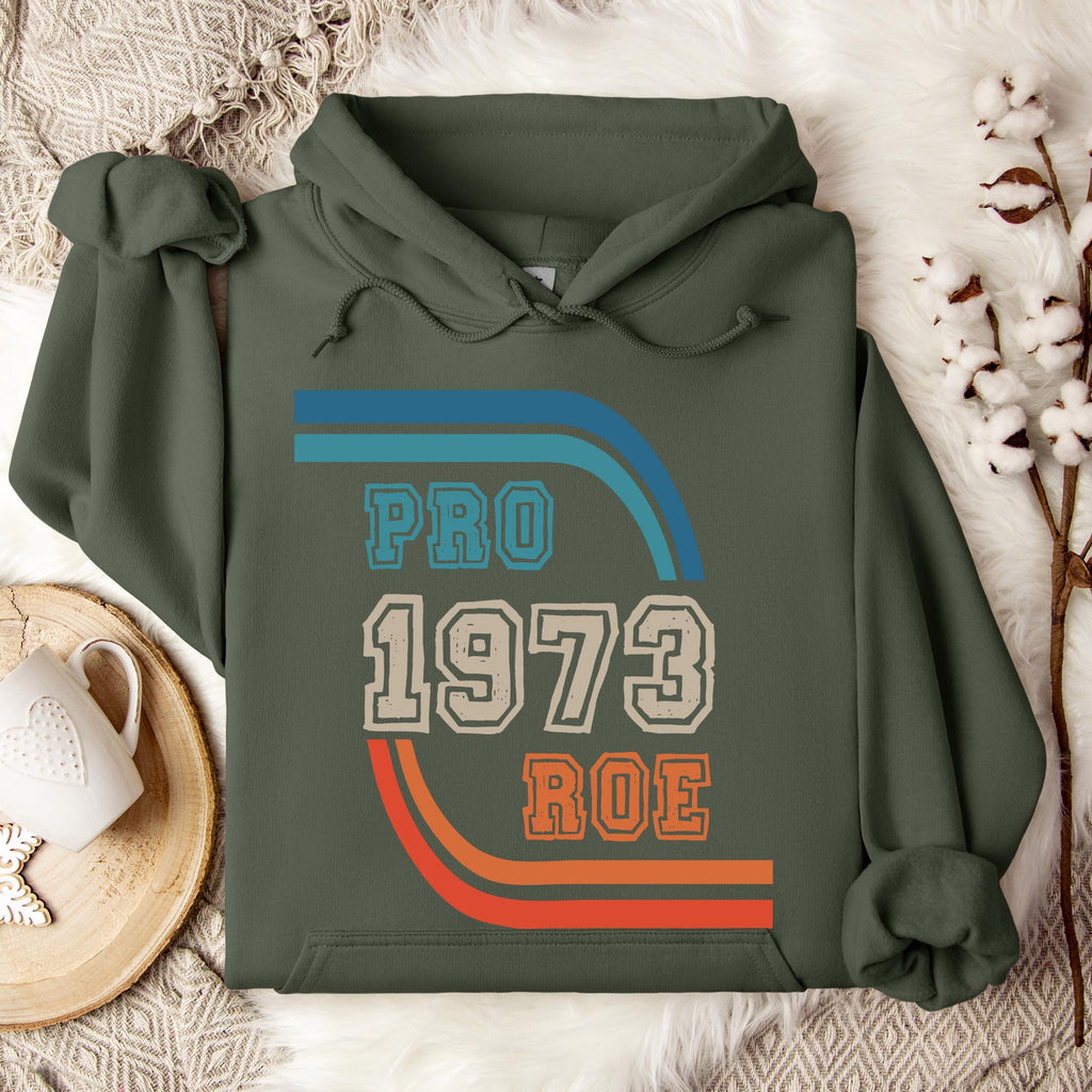 Pro Roe 1973 graphic hoodie featuring Retro Reproductive Rights Sweatshirt