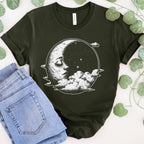 Celestial Moon Face graphic shirt featuring Witchy Crescent Moon Graphic Tee