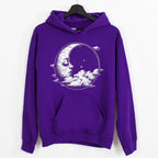 Celestial Moon Face graphic hoodie featuring Witchy Crescent Moon Pullover