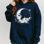 Celestial Moon Face graphic hoodie featuring Witchy Crescent Moon Pullover in Maroon