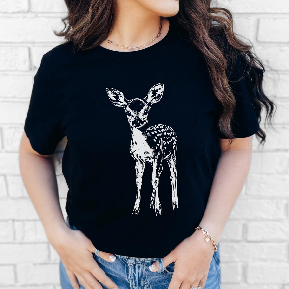 Vintage Fawn graphic shirt featuring Woodland Deer Graphic Tee