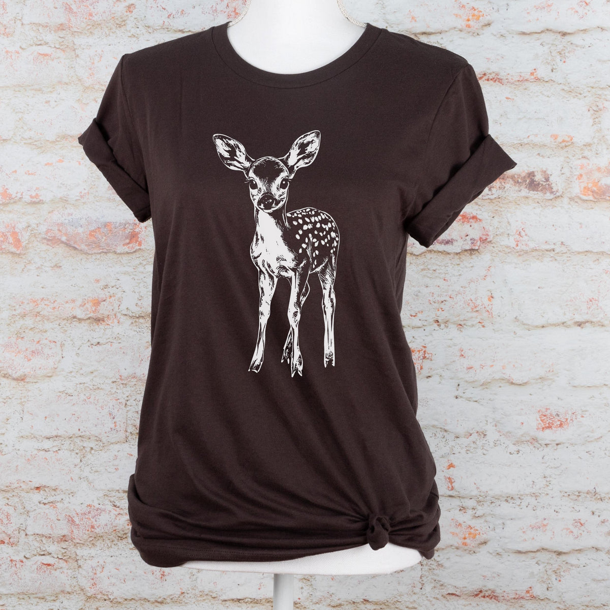 Vintage Fawn graphic shirt featuring Woodland Deer Graphic Tee in Black