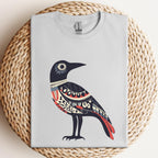 Folk Art Crow graphic shirt featuring Nordic Bird Graphic Tee