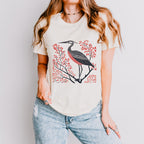 Blue Heron graphic shirt featuring Linocut Bird Graphic Tee