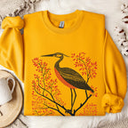 Blue Heron graphic sweatshirt featuring Linocut Bird Crewneck