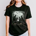 Black Cat Coven graphic shirt featuring Witchy Cat Cauldron Graphic Tee