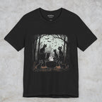 Black Cat Coven graphic shirt featuring Witchy Cat Cauldron Graphic Tee
