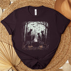 Black Cat Coven graphic shirt featuring Witchy Cat Cauldron Graphic Tee
