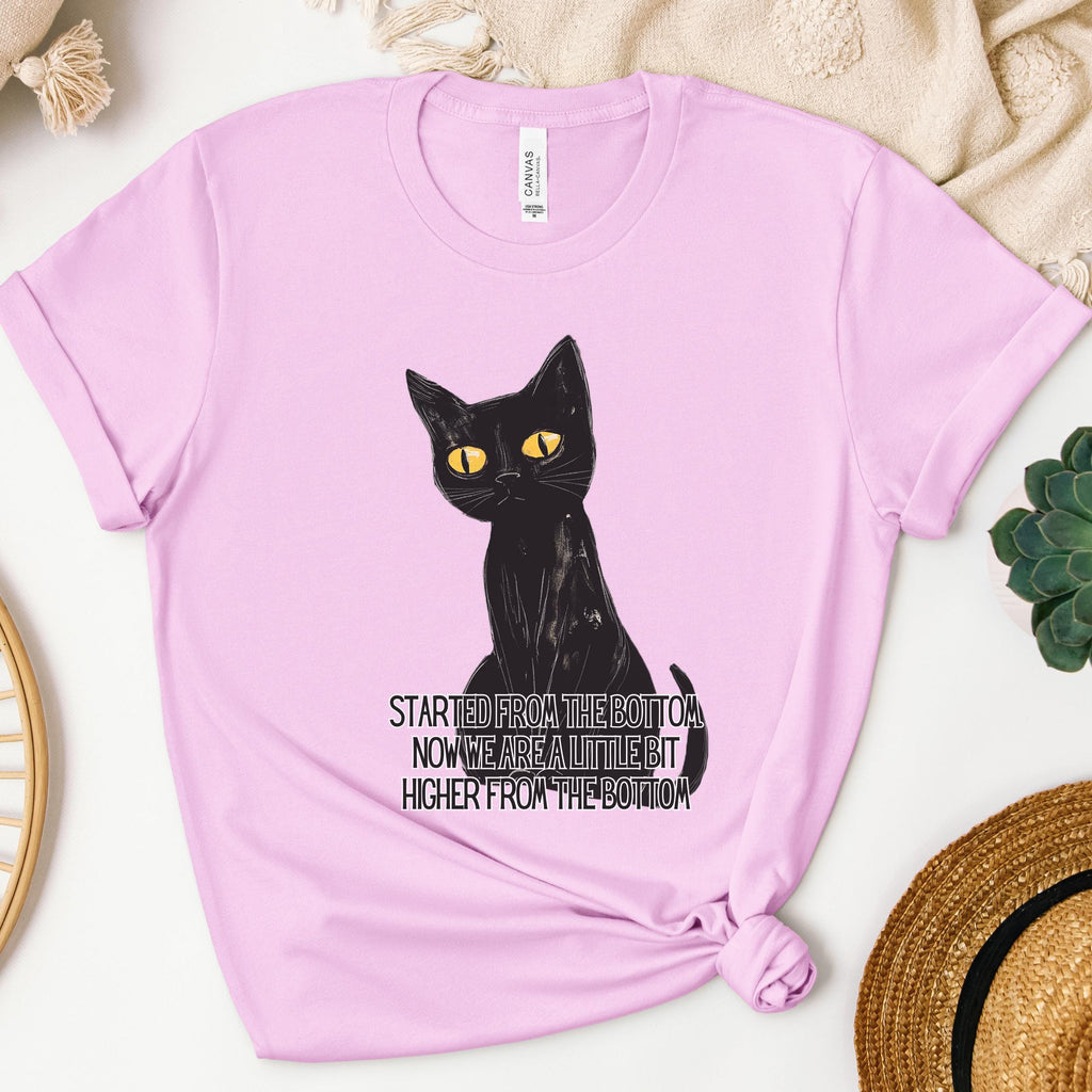 Started From the Bottom Cat graphic shirt featuring Funny Black Cat Graphic Tee