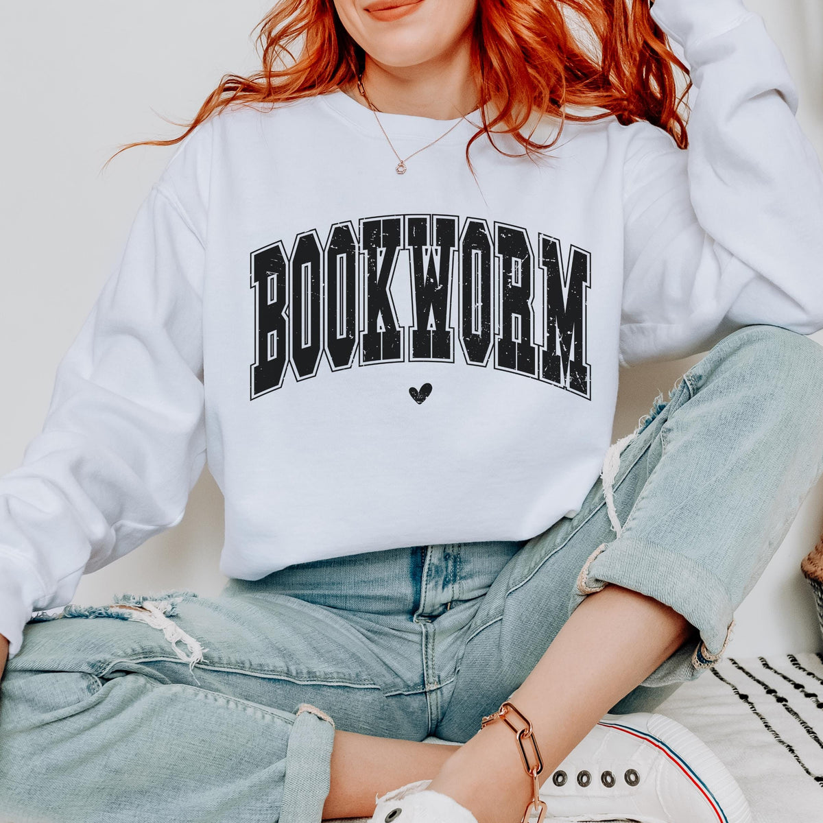 Bookworm graphic sweatshirt featuring Comfort Colors Book Lover Crewneck