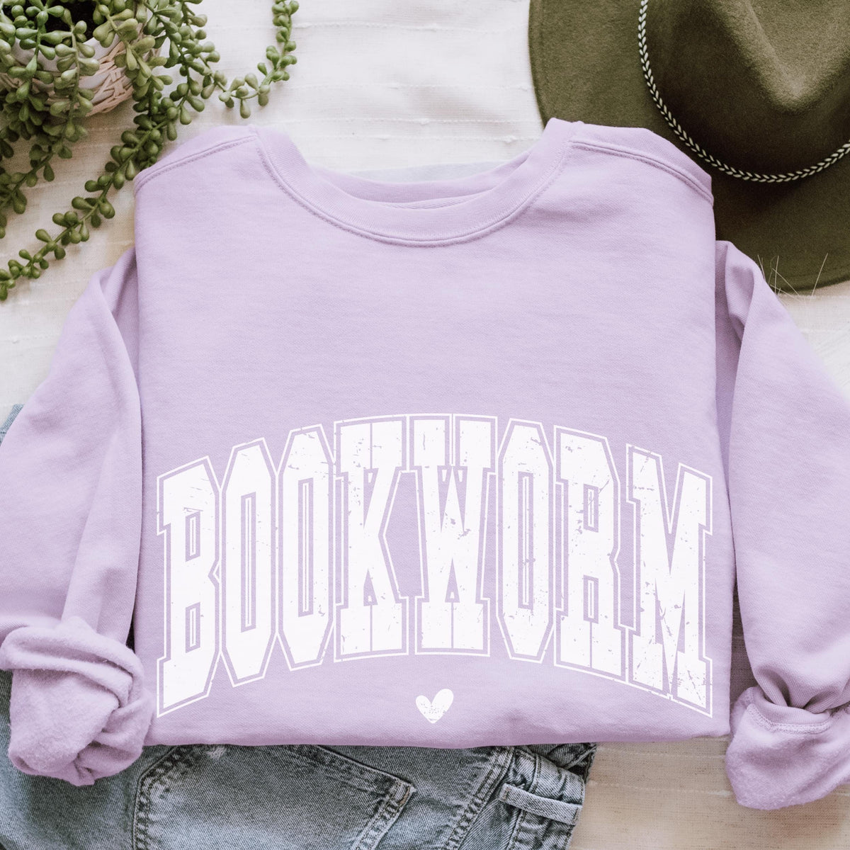Bookworm graphic sweatshirt featuring Comfort Colors Book Lover Crewneck