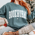Bookworm graphic sweatshirt featuring Comfort Colors Book Lover Crewneck