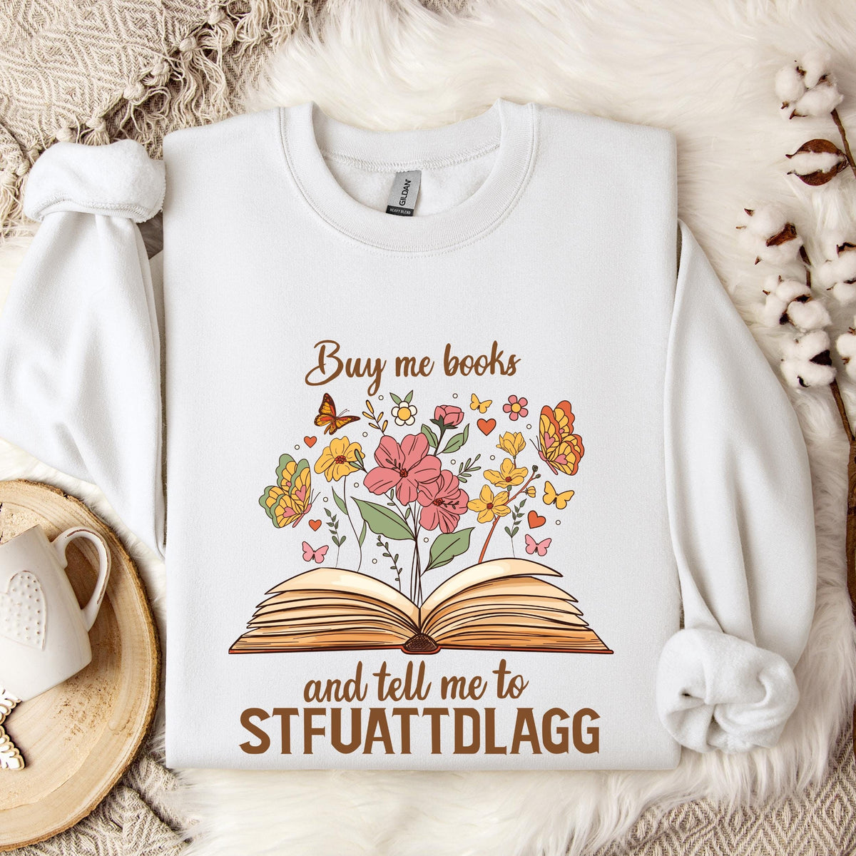 Buy Me Books STFUATTDLAGG graphic sweatshirt featuring Spicy Book Lover Crewneck