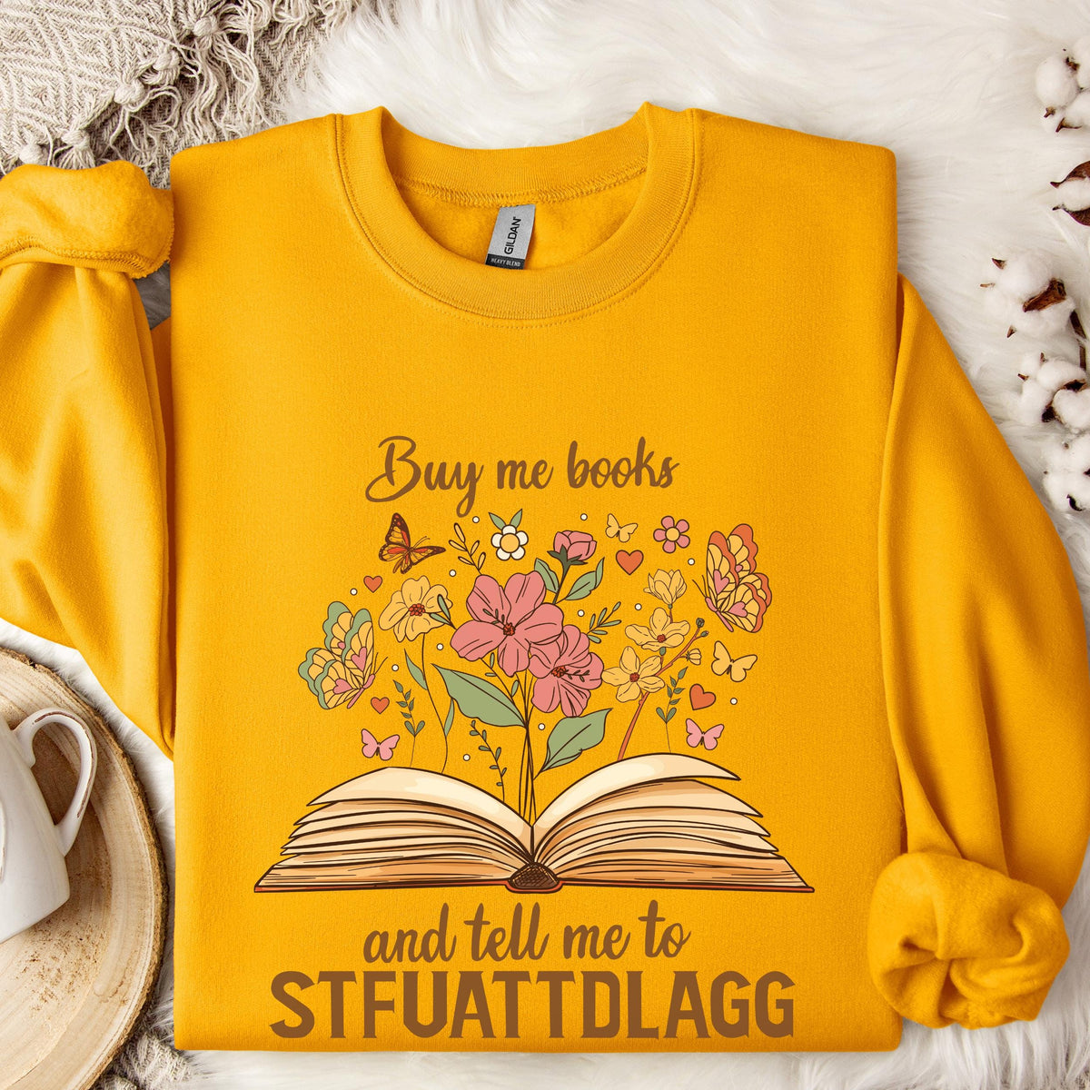 Buy Me Books STFUATTDLAGG graphic sweatshirt featuring Spicy Book Lover Crewneck