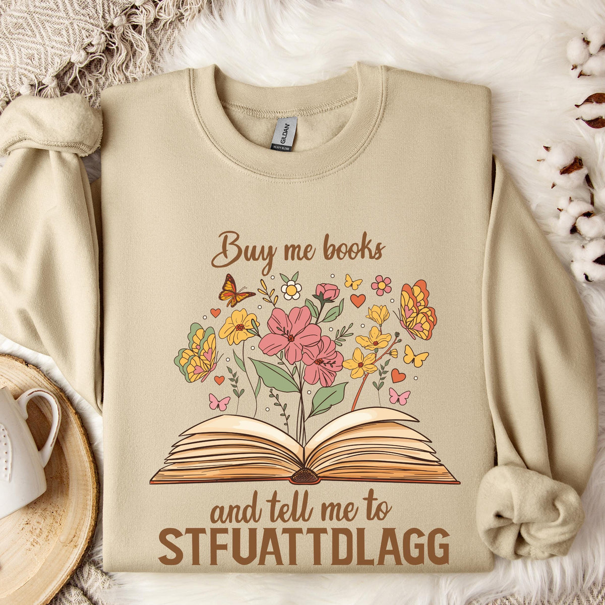 Buy Me Books STFUATTDLAGG graphic sweatshirt featuring Spicy Book Lover Crewneck