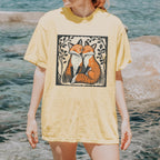 Fox Couple graphic shirt featuring Linocut Woodland Graphic Tee