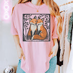 Fox Couple graphic shirt featuring Linocut Woodland Graphic Tee