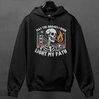 May the Bridges I Burn Light My Path graphic hoodie featuring Funny Skeleton Graphic Sweatshirt