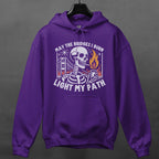 May the Bridges I Burn Light My Path graphic hoodie featuring Funny Skeleton Graphic Sweatshirt