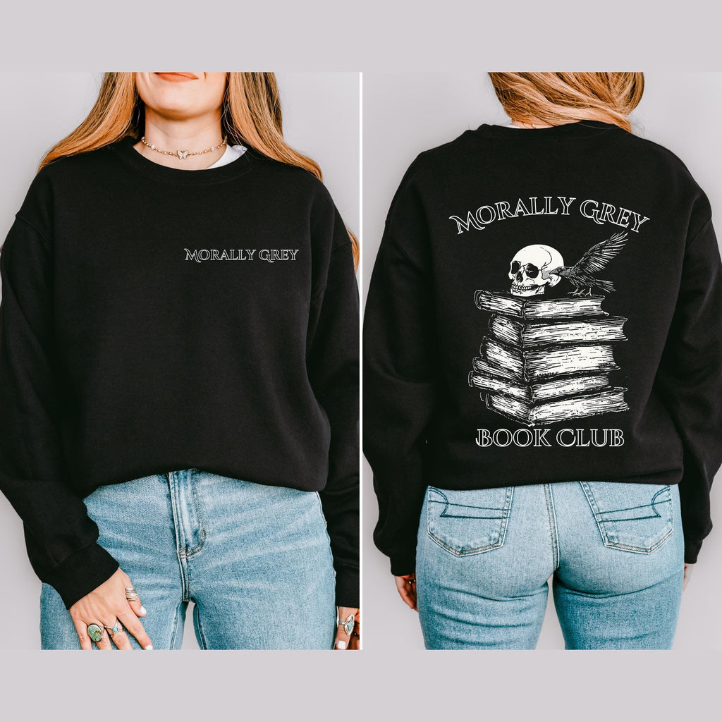 Morally Grey Book Club graphic sweatshirt featuring Dark Romance Reader Crewneck in Dark Heather