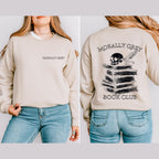 Morally Grey Book Club graphic sweatshirt featuring Dark Romance Reader Crewneck