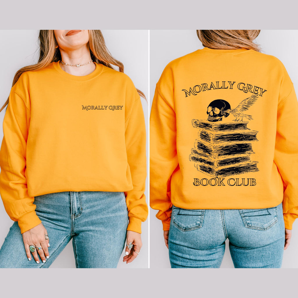 Morally Grey Book Club graphic sweatshirt featuring Dark Romance Reader Crewneck