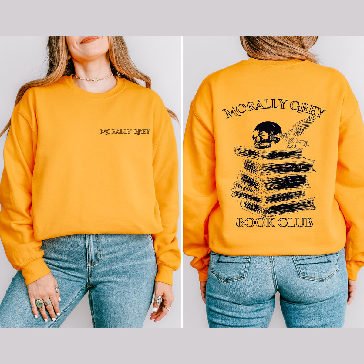 Morally Grey Book Club graphic sweatshirt featuring Dark Romance Reader Crewneck