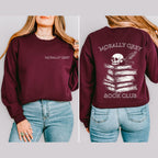 Morally Grey Book Club graphic sweatshirt featuring Dark Romance Reader Crewneck