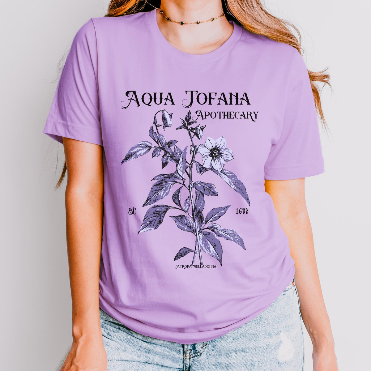 Aqua Tofana Feminist Apothecary graphic shirt featuring Belladonna Dark Academia Tee in Baby Blue