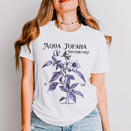 Aqua Tofana Feminist Apothecary graphic shirt featuring Belladonna Dark Academia Tee
