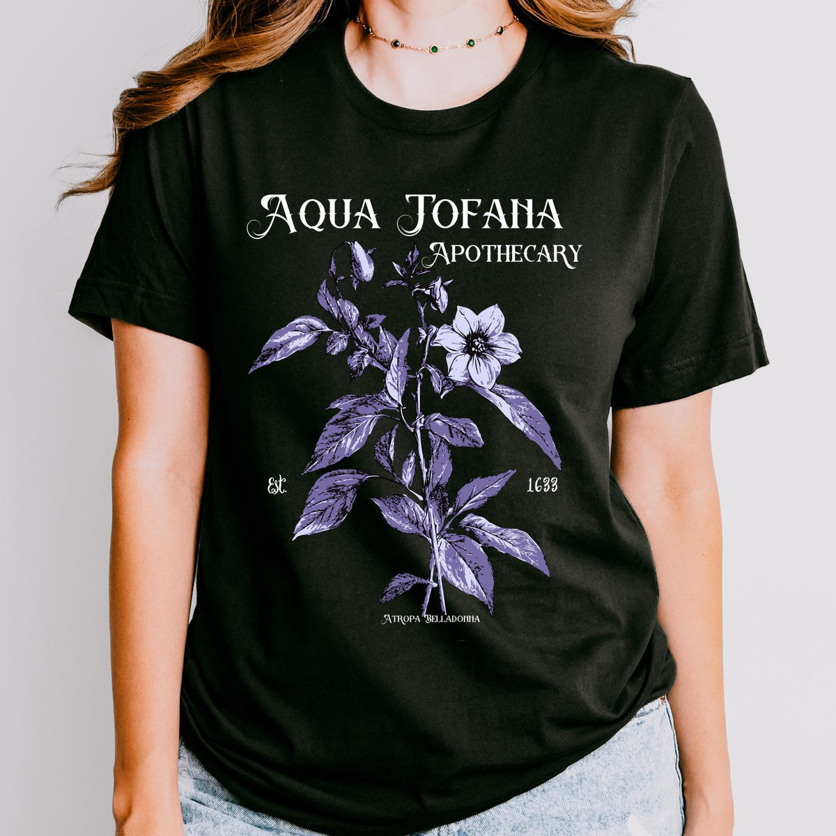 Aqua Tofana Feminist Apothecary graphic shirt featuring Belladonna Dark Academia Tee