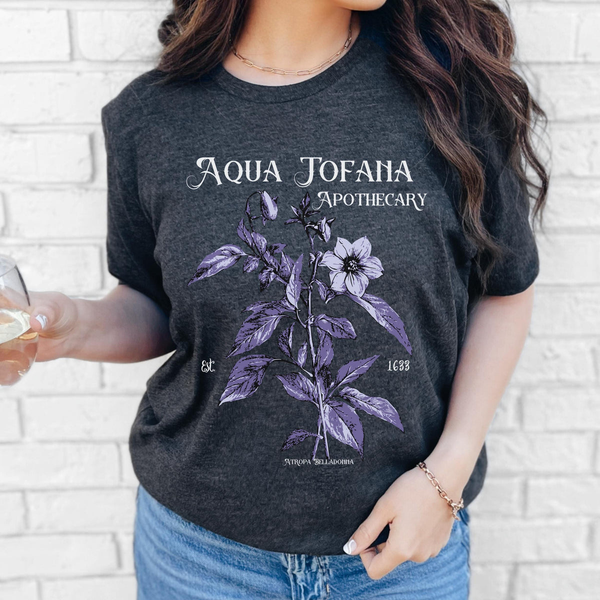 Aqua Tofana Feminist Apothecary graphic shirt featuring Belladonna Dark Academia Tee