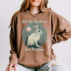 All My Systems Are Nervous graphic sweatshirt featuring Comfort Colors Rabbit Crewneck