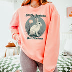 All My Systems Are Nervous graphic sweatshirt featuring Comfort Colors Rabbit Crewneck