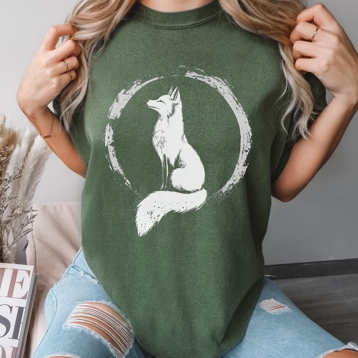 Fox Zen Circle graphic shirt featuring Minimal Woodland Fox Graphic Tee