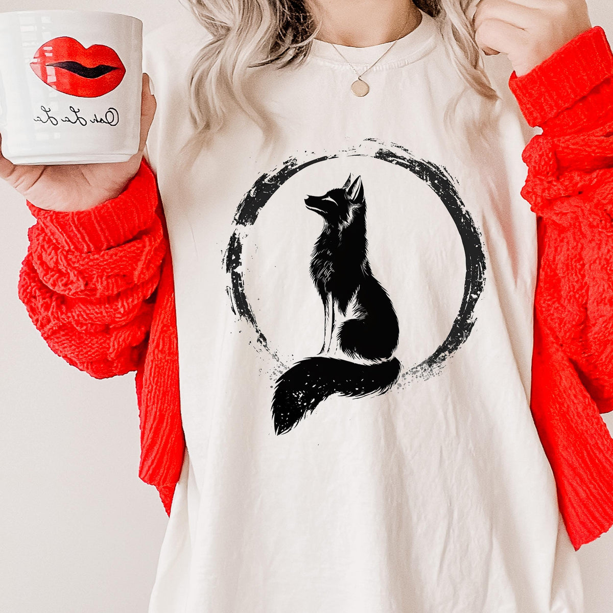 Fox Zen Circle graphic shirt featuring Minimal Woodland Fox Graphic Tee