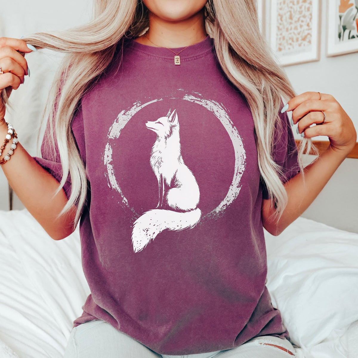 Fox Zen Circle graphic shirt featuring Minimal Woodland Fox Graphic Tee