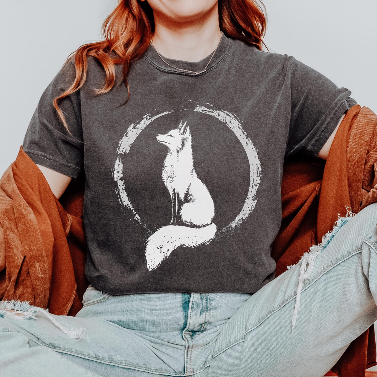 Fox Zen Circle graphic shirt featuring Minimal Woodland Fox Graphic Tee