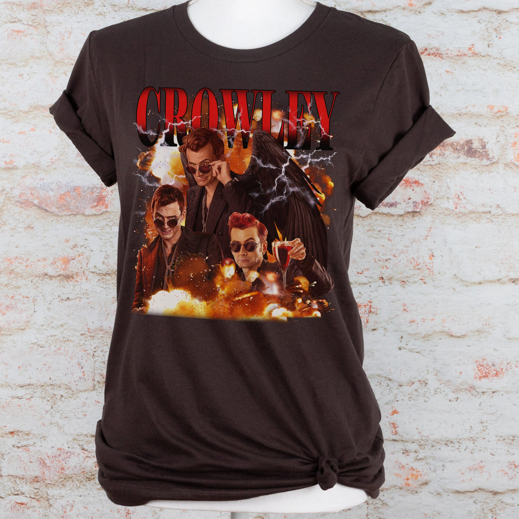 Crowley Good Omens graphic shirt featuring Vintage Style Demon Graphic Tee