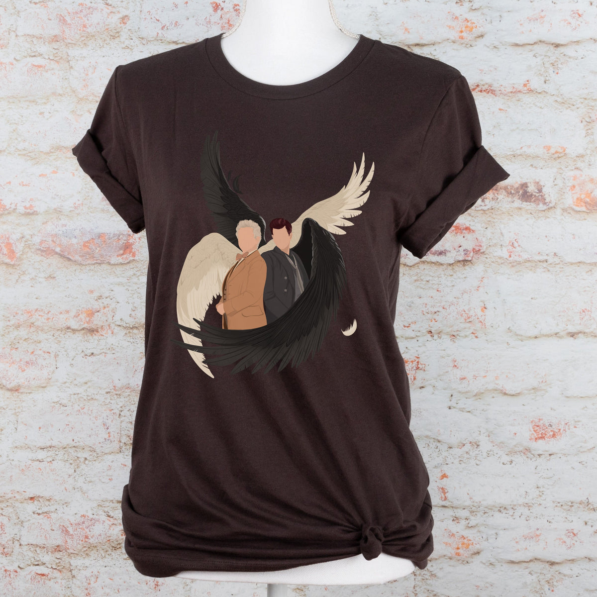 Aziraphale & Crowley Wings graphic shirt featuring Good Omens Angel Demon Graphic Tee