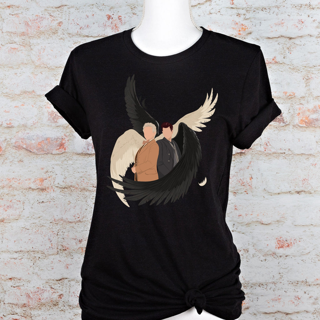 Aziraphale & Crowley Wings graphic shirt featuring Good Omens Angel Demon Graphic Tee