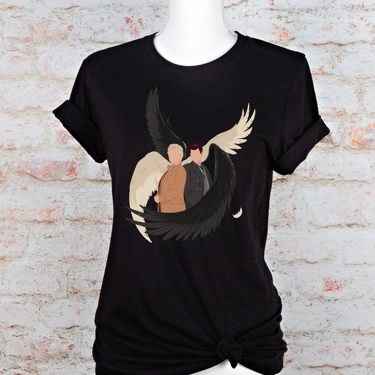 Aziraphale & Crowley Wings graphic shirt featuring Good Omens Angel Demon Graphic Tee