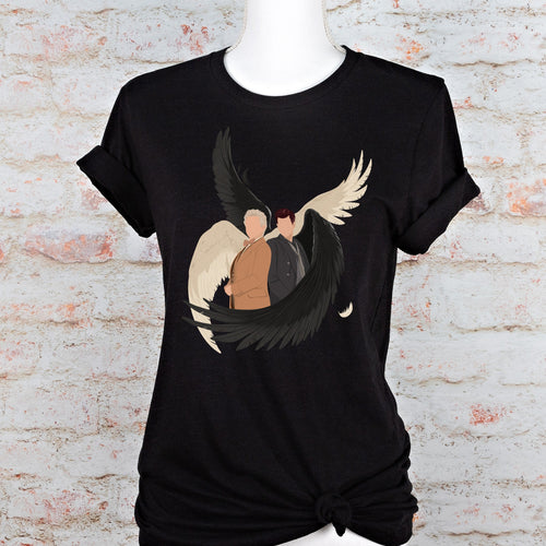 Aziraphale & Crowley Wings graphic shirt featuring Good Omens Angel Demon Graphic Tee